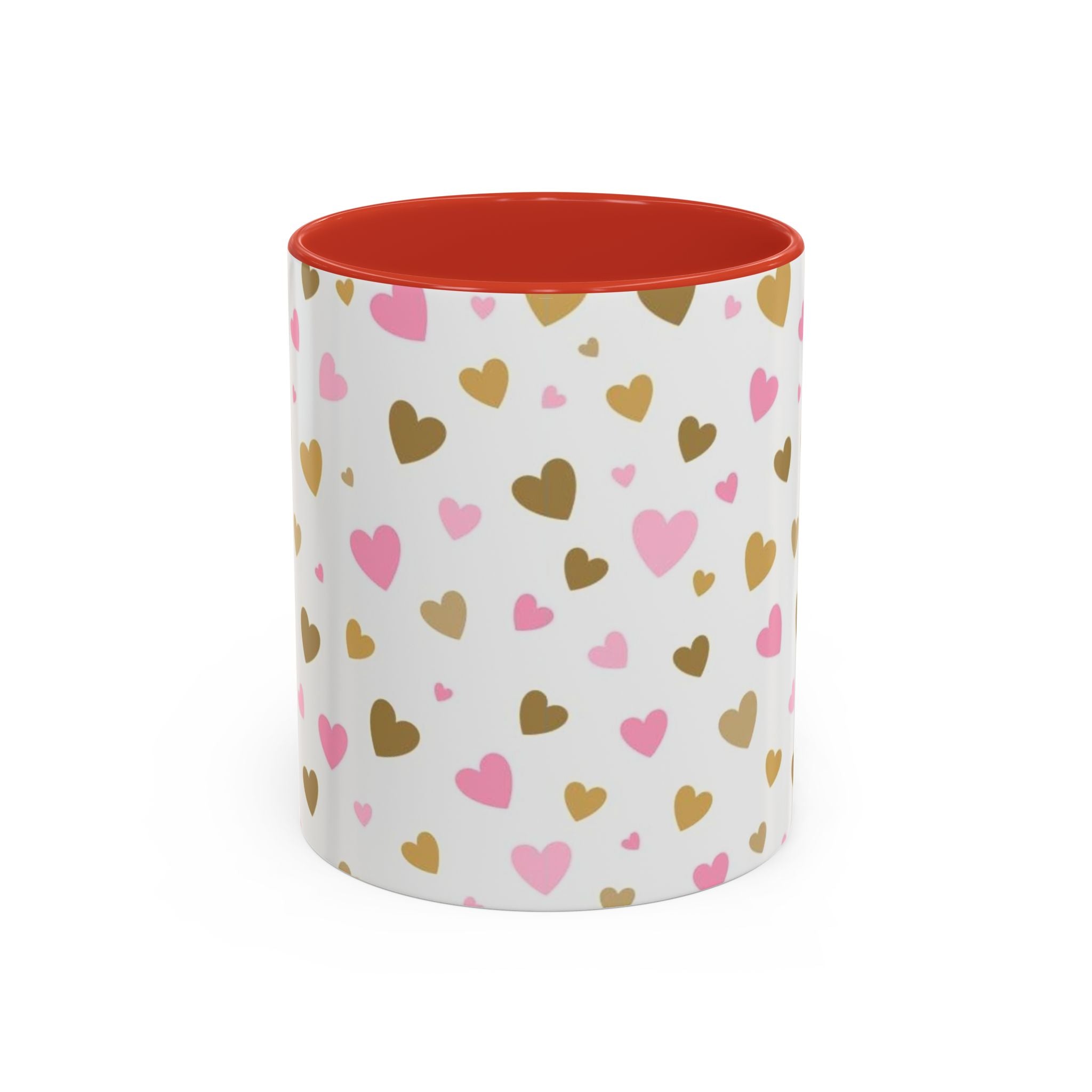Pink & Gold Heart Accent Coffee Mug — Romantic Valentine’s Tea & Coffee Cup