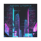Neon Utopia Cyberpunk Cityscape, Matte Canvas
