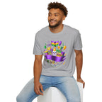 Mardi Gras Carnival T-Shirt — Festive Mask, Beads & Balloon Design