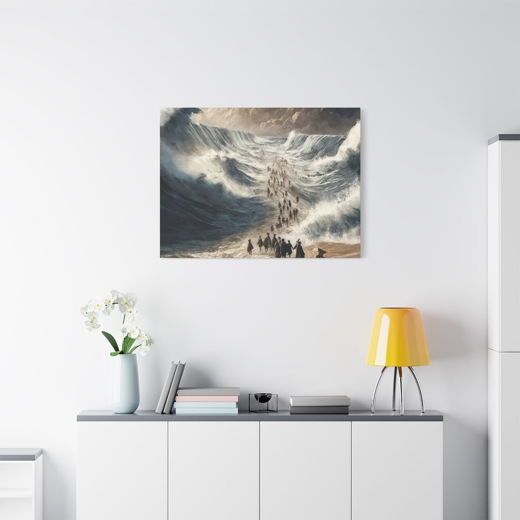 Biblical Exodus Wall Canvas — Parting of the Red Sea Matte Stretched Canvas