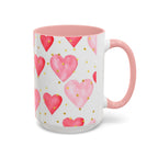 Pink Watercolor Hearts Accent Coffee Mug — Romantic Valentine’s Day Gift