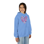 Youth Heart Doodle Hoodie — Pink Valentine Love Graphic Sweatshirt