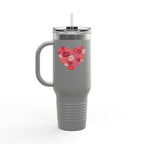 40oz Insulated Travel Mug — Pink Lipstick Kiss Heart Design