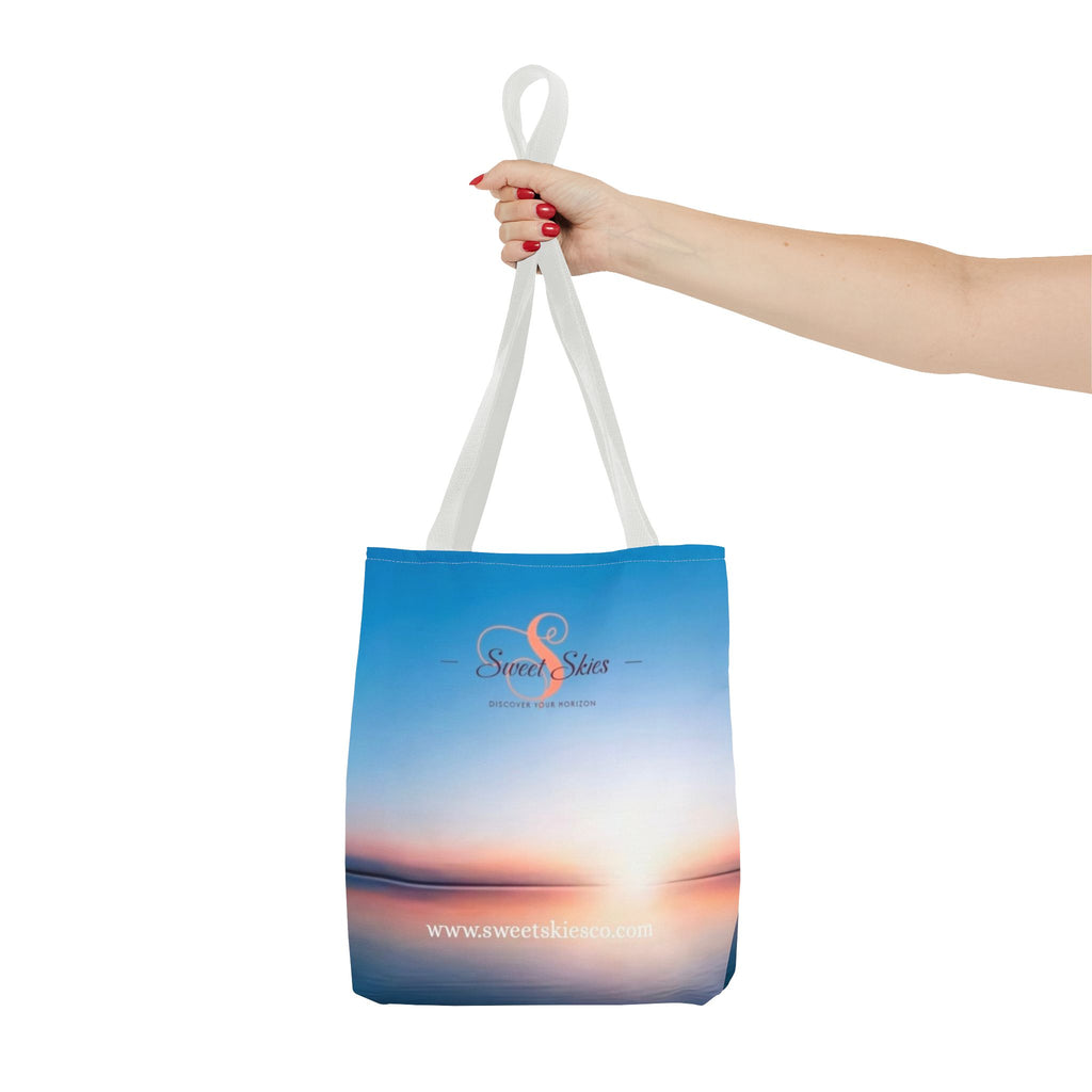 Sunset Beach Tote Bag — Sweet Skies Logo AOP Carryall