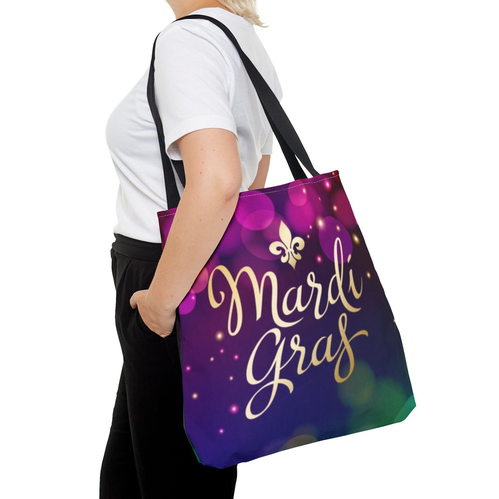 Mardi Gras Tote Bag — Purple Gold Fleur-de-Lis Celebration Tote