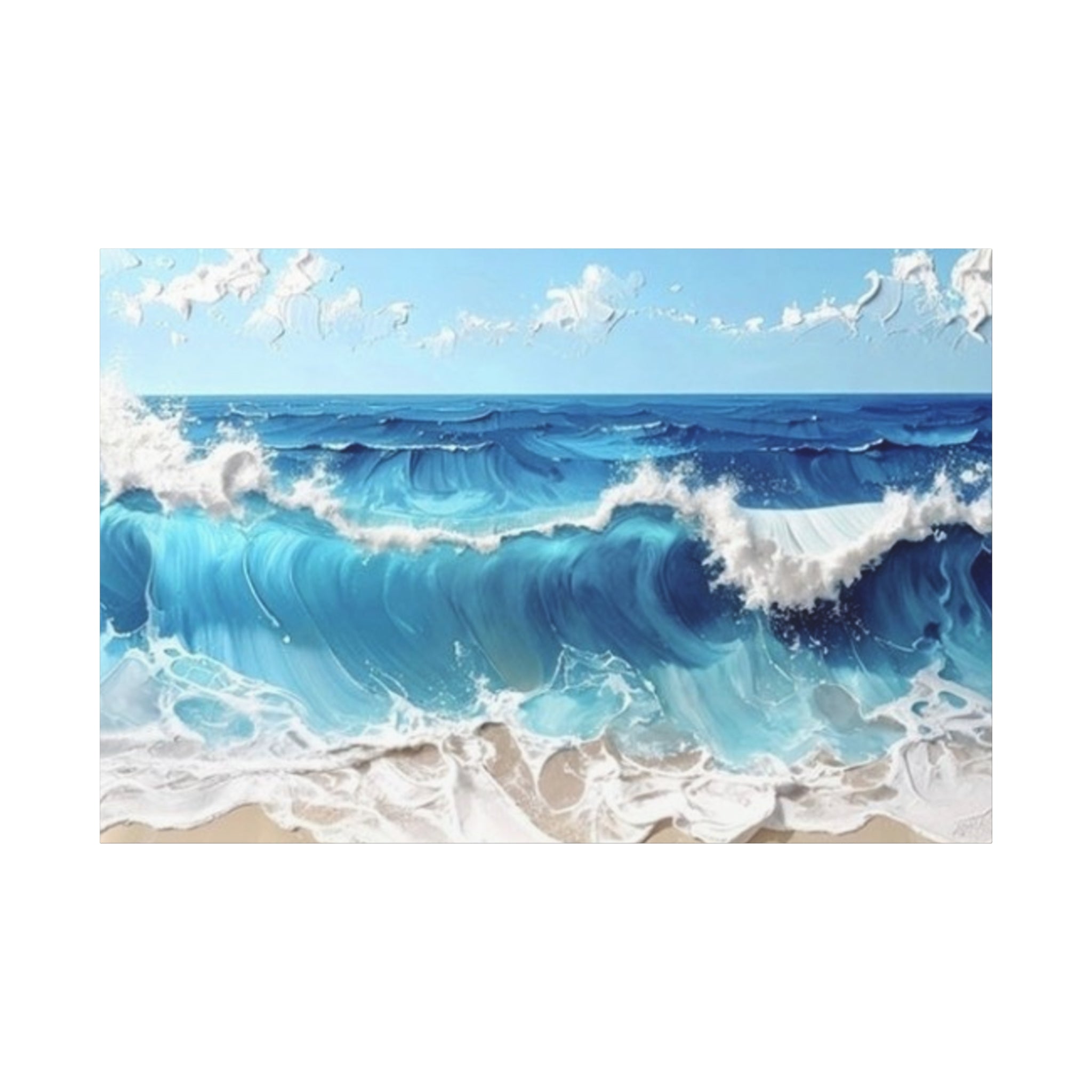 Ocean Waves Matte Canvas Wall Art — Blue Seascape Stretched Canvas