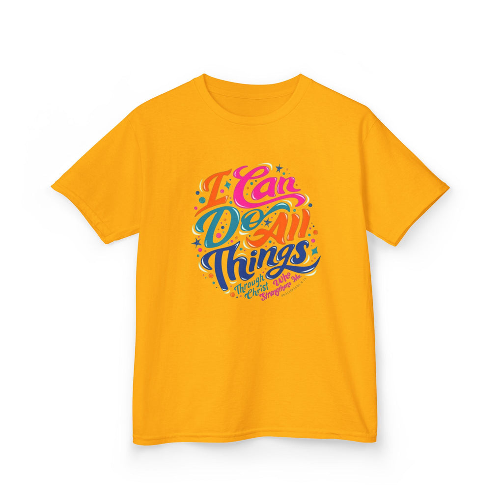 Kids T‑Shirt — "I Can Do All Things" Inspirational Rainbow Tee