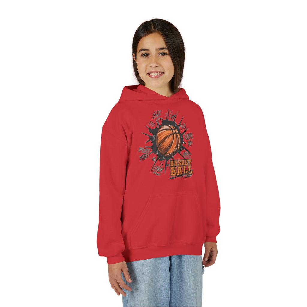 Youth Basketball Hoodie – "Basket Ball" Graphic Pullover for Kids