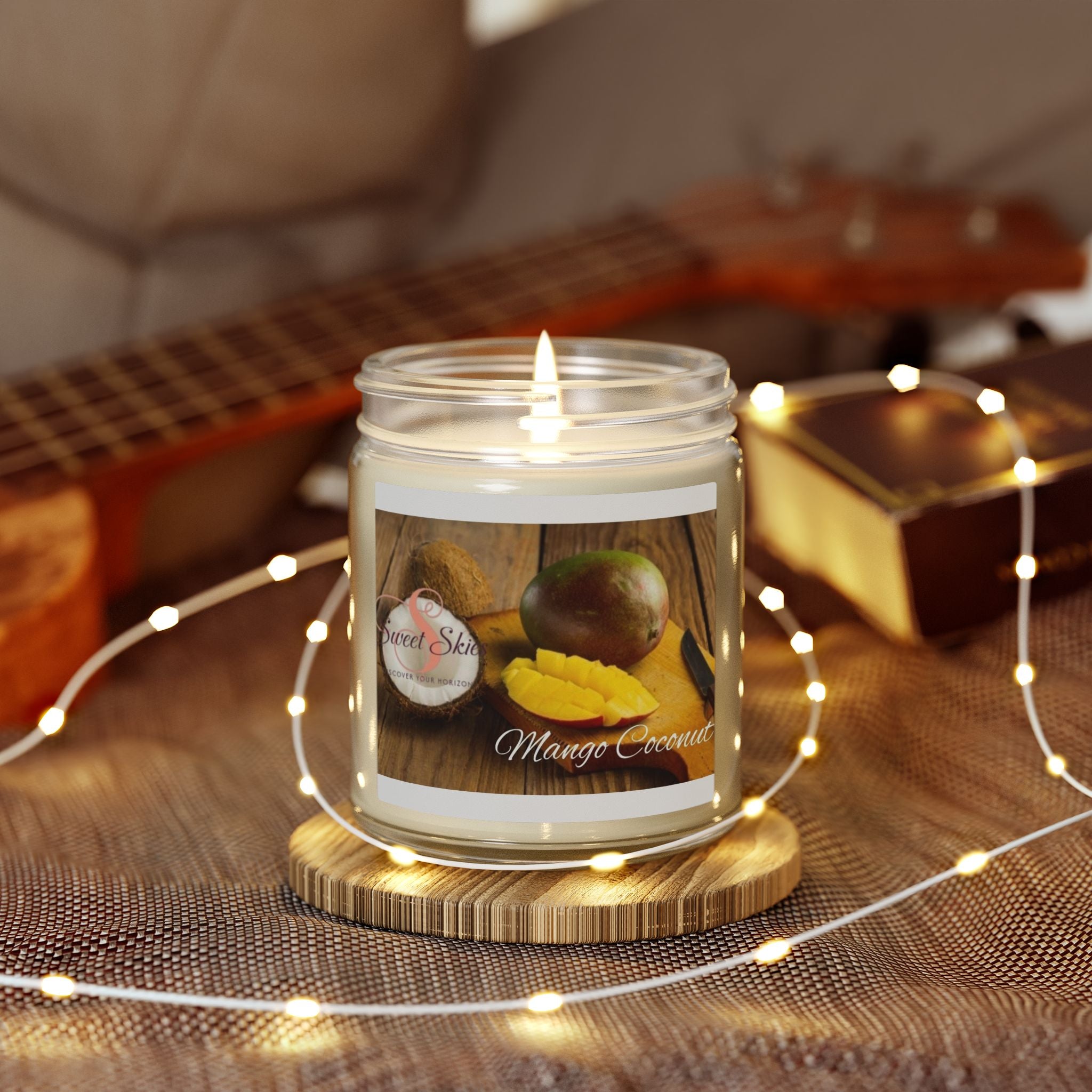 Mango Coconut Scented Candle — Coconut Apricot Wax (9oz)