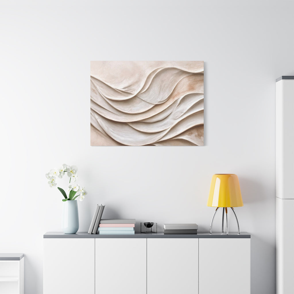 Neutral Abstract Wave Texture Matte Canvas Wall Art