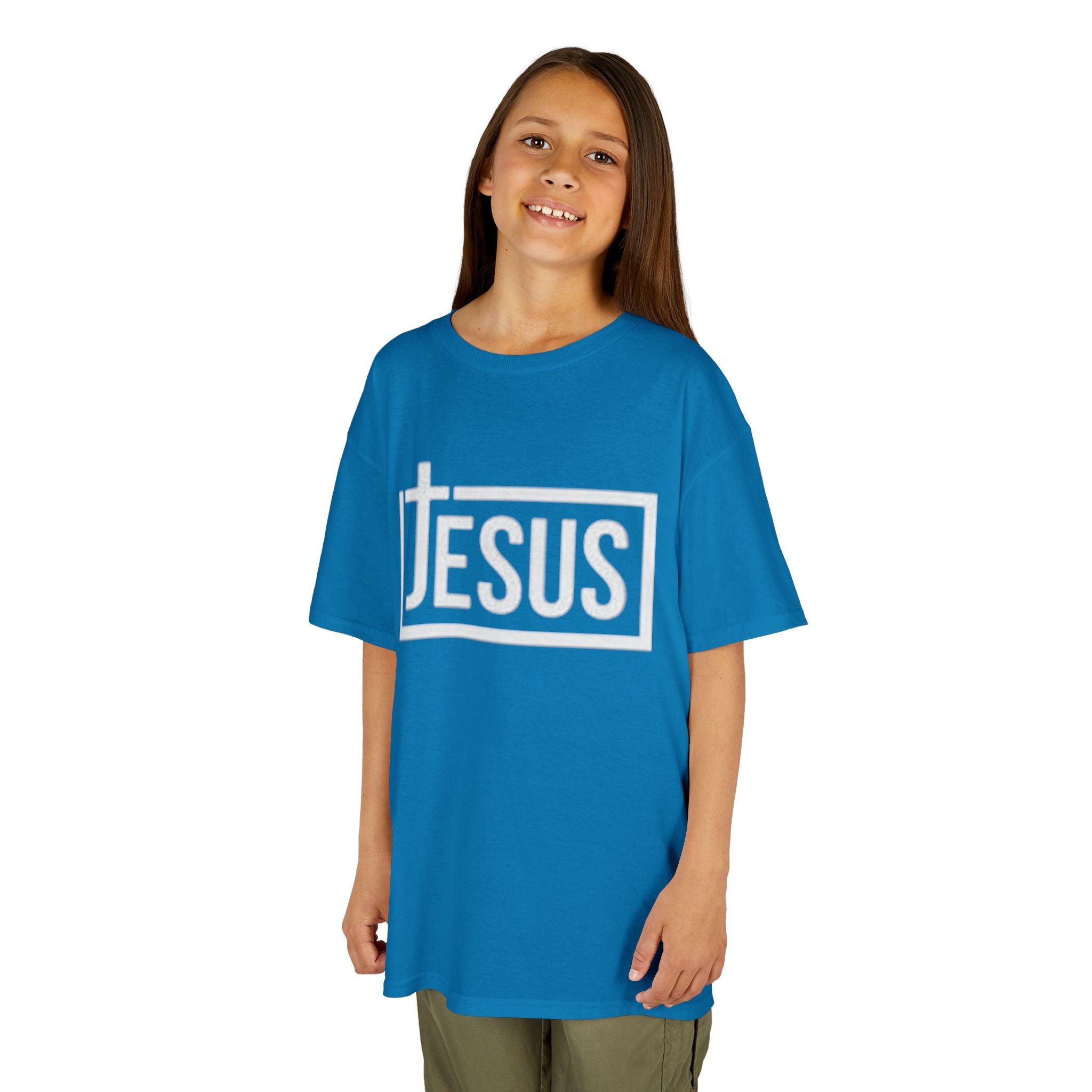 Kids Jesus T‑Shirt — Bold Cross Logo Christian Tee for Boys & Girls