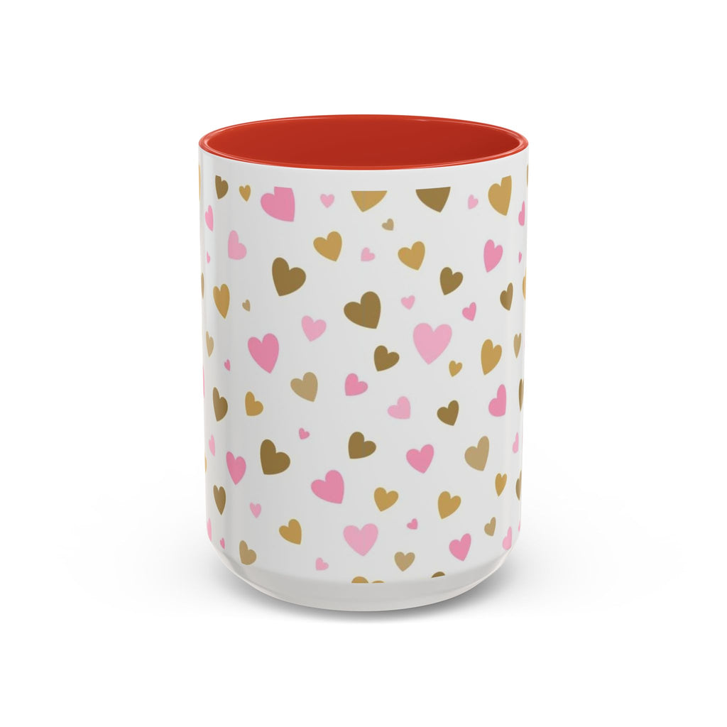 Pink & Gold Heart Accent Coffee Mug — Romantic Valentine’s Tea & Coffee Cup