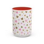 Pink & Gold Heart Accent Coffee Mug — Romantic Valentine’s Tea & Coffee Cup