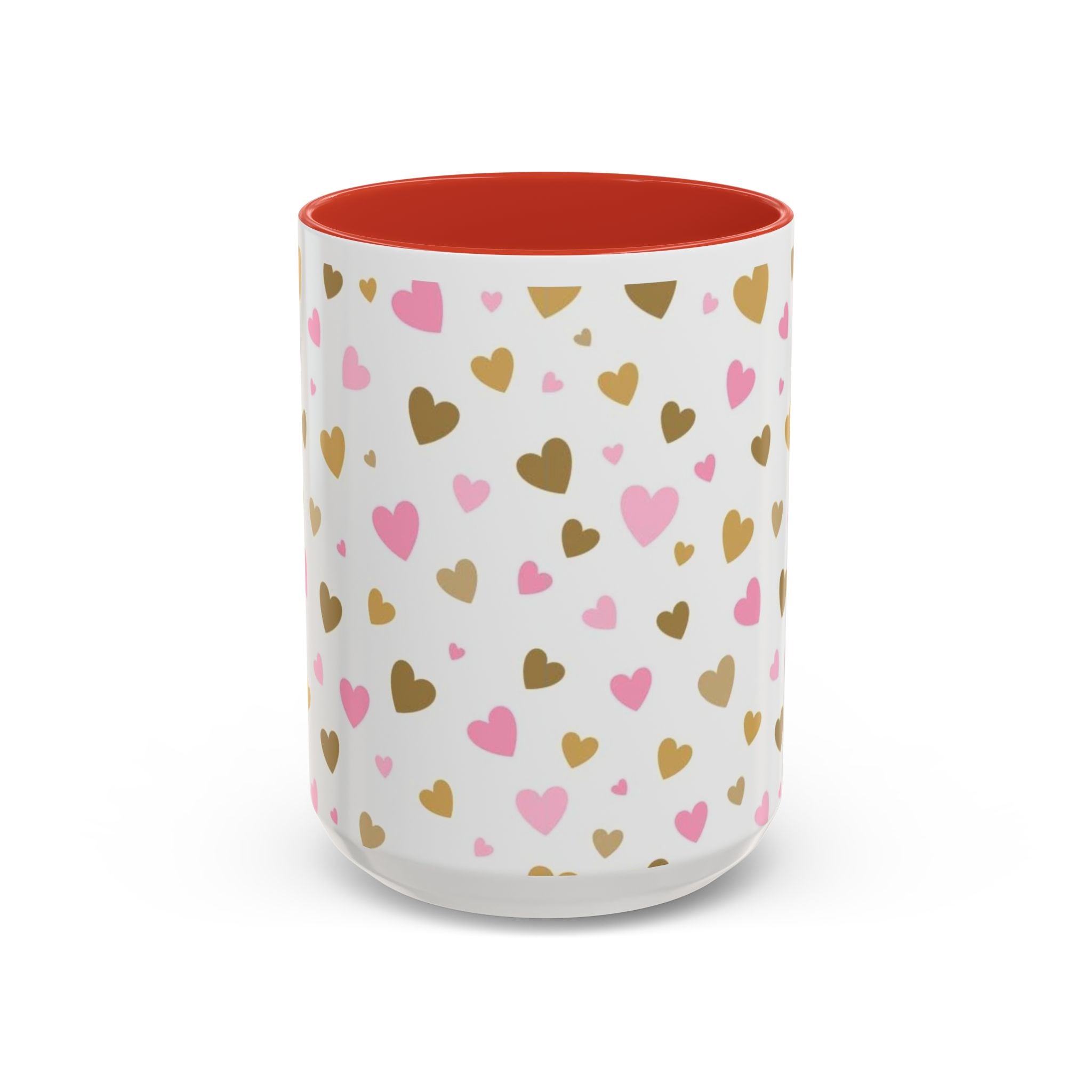 Pink & Gold Heart Accent Coffee Mug — Romantic Valentine’s Tea & Coffee Cup