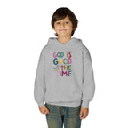 Youth Hoodie — "God Is Good All The Time" Colorful Faith Pullover