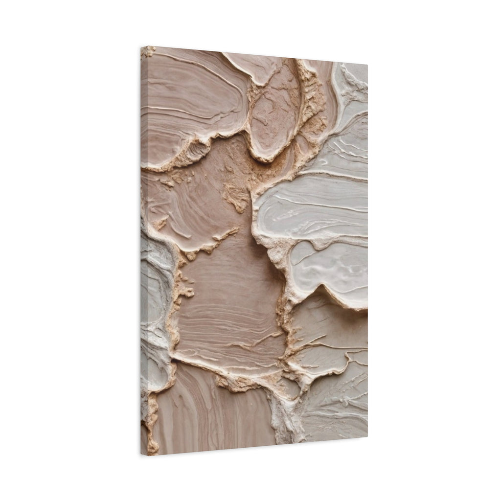 Neutral Textured Abstract Canvas Print — Beige & Cream Wall Art, Matte Stretched 1.25"