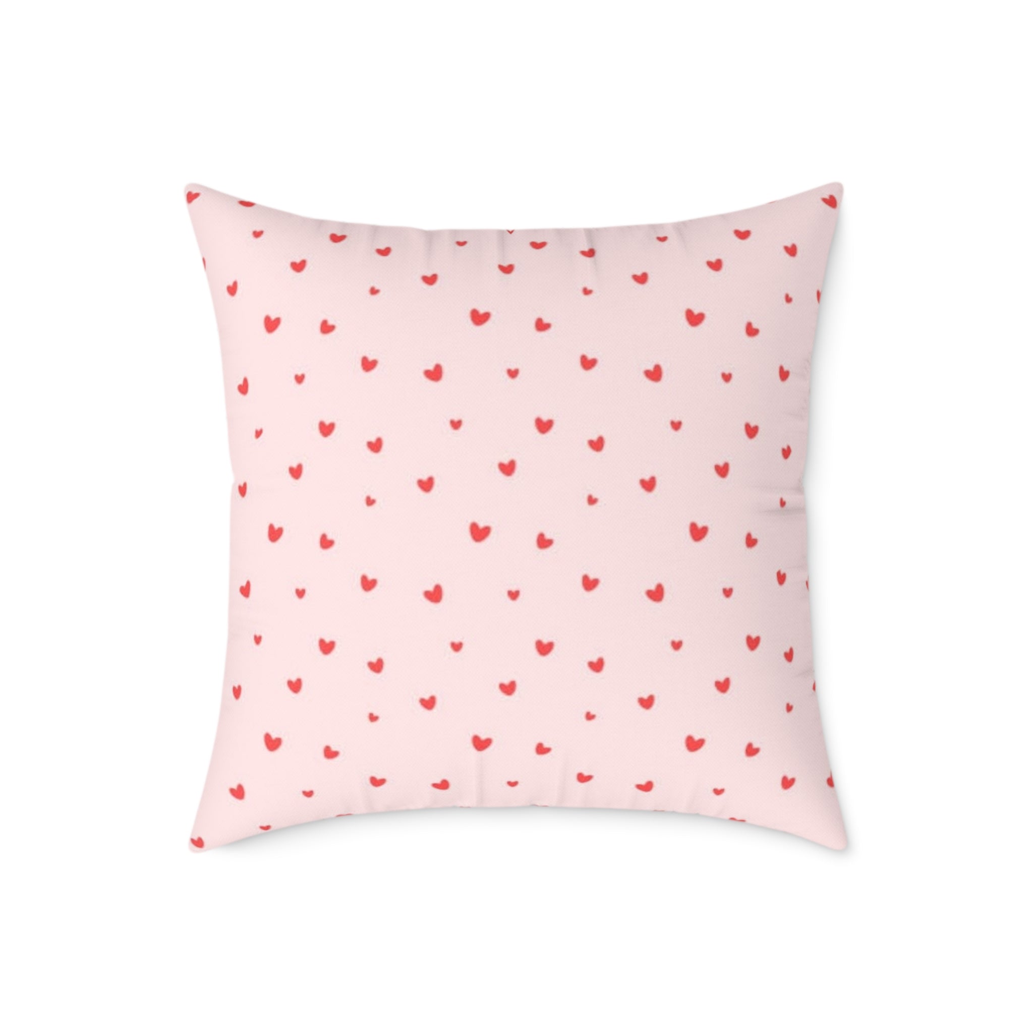 Heart Confetti Square Pillow — Pink Decorative Throw Pillow for Valentine’s Day & Romantic Home Decor