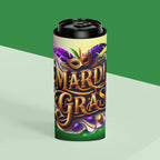 Mardi Gras Can Cooler – Festive Mask & Beads Neoprene Beer Koozie