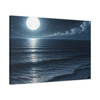 Moonlit Ocean Canvas Wall Art — Serene Night Seascape Matte Stretched Print