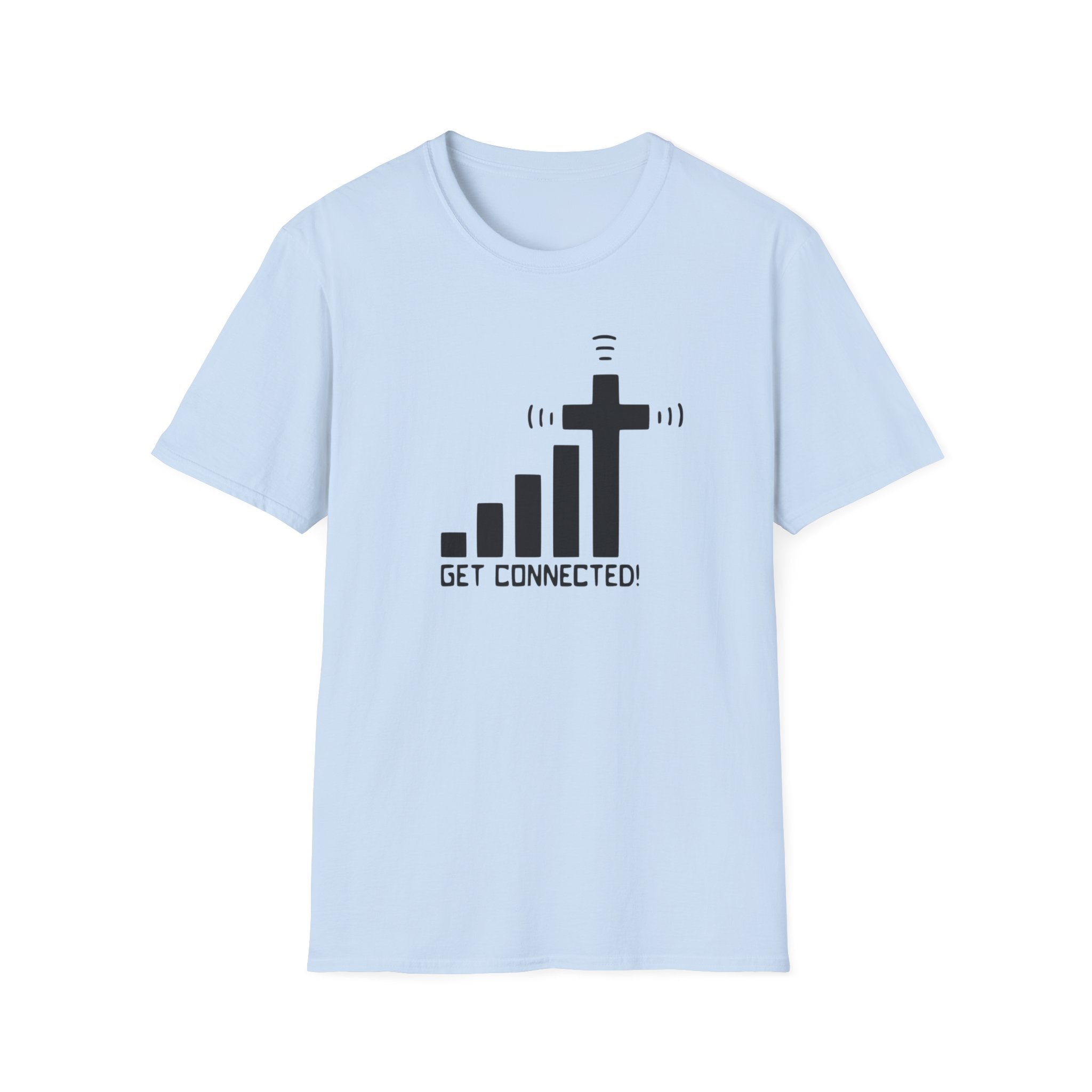 T-Shirt — "Get Connected" Signal Bars Cross Graphic