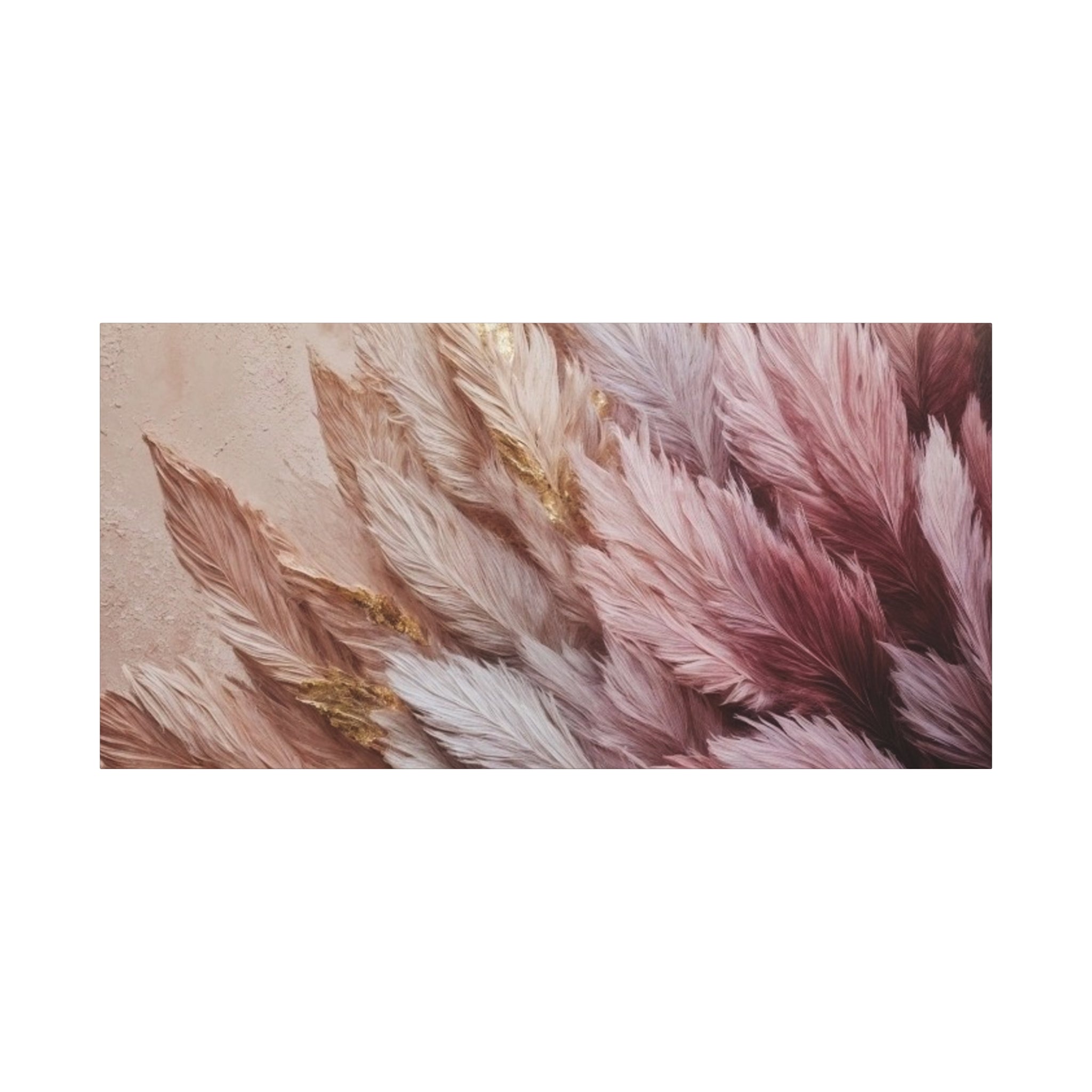 Feathered Pampas Wall Art Canvas — Blush Pink Botanical Decor, Matte Stretched 1.25"