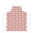 Red Floral Geometric Apron — Casual Kitchen Cooking & Baking Apron