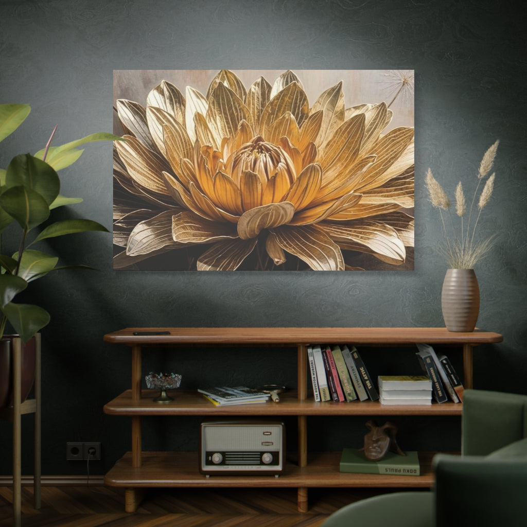 Golden Dahlia Matte Canvas Wall Art — Stretched 1.25"