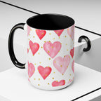 Pink Watercolor Hearts Accent Coffee Mug — Romantic Valentine’s Day Gift