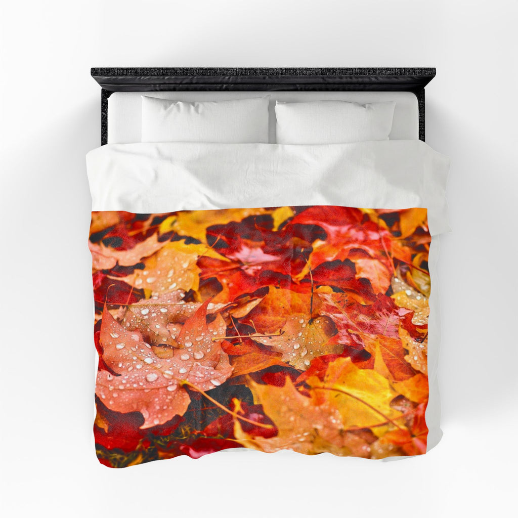Autumn Fall Leaves Velveteen Plush Blanket