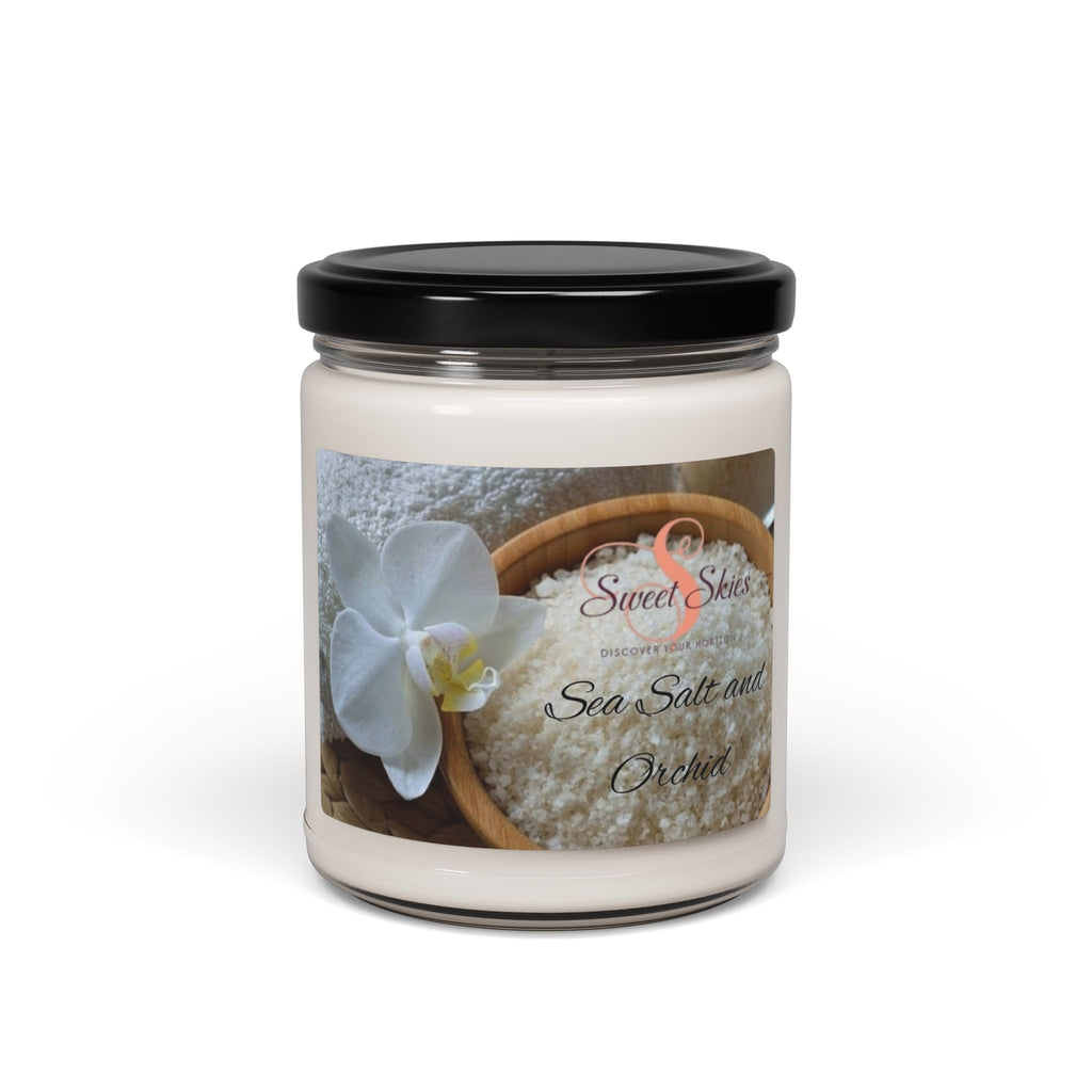 Sea Salt & Orchid Scented Soy Candle – 9oz Aromatherapy Jar