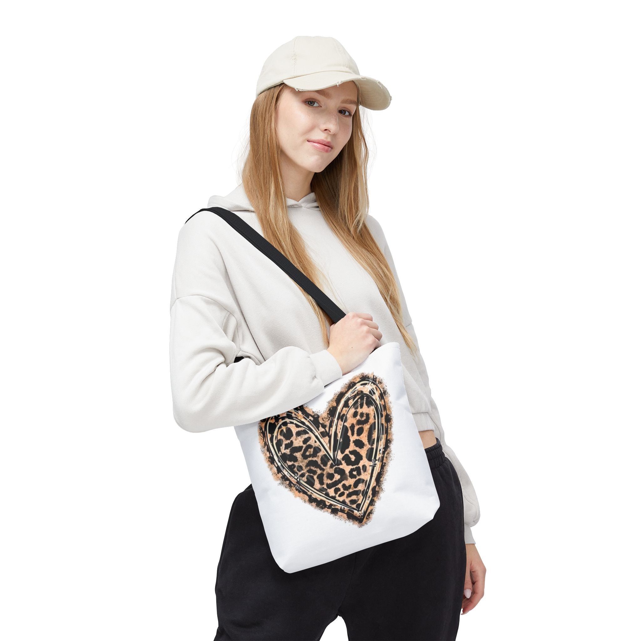 Leopard Heart Tote Bag – Animal Print Heart Canvas Tote