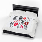 Velveteen Plush Blanket — XOXO Love Kiss Pattern, Romantic Valentine’s Throw