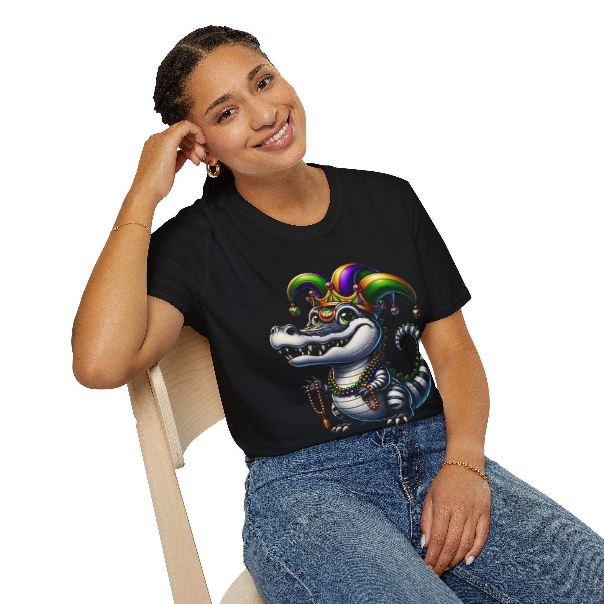 Mardi Gras Jester Alligator T-Shirt — Carnival Croc Graphic Tee