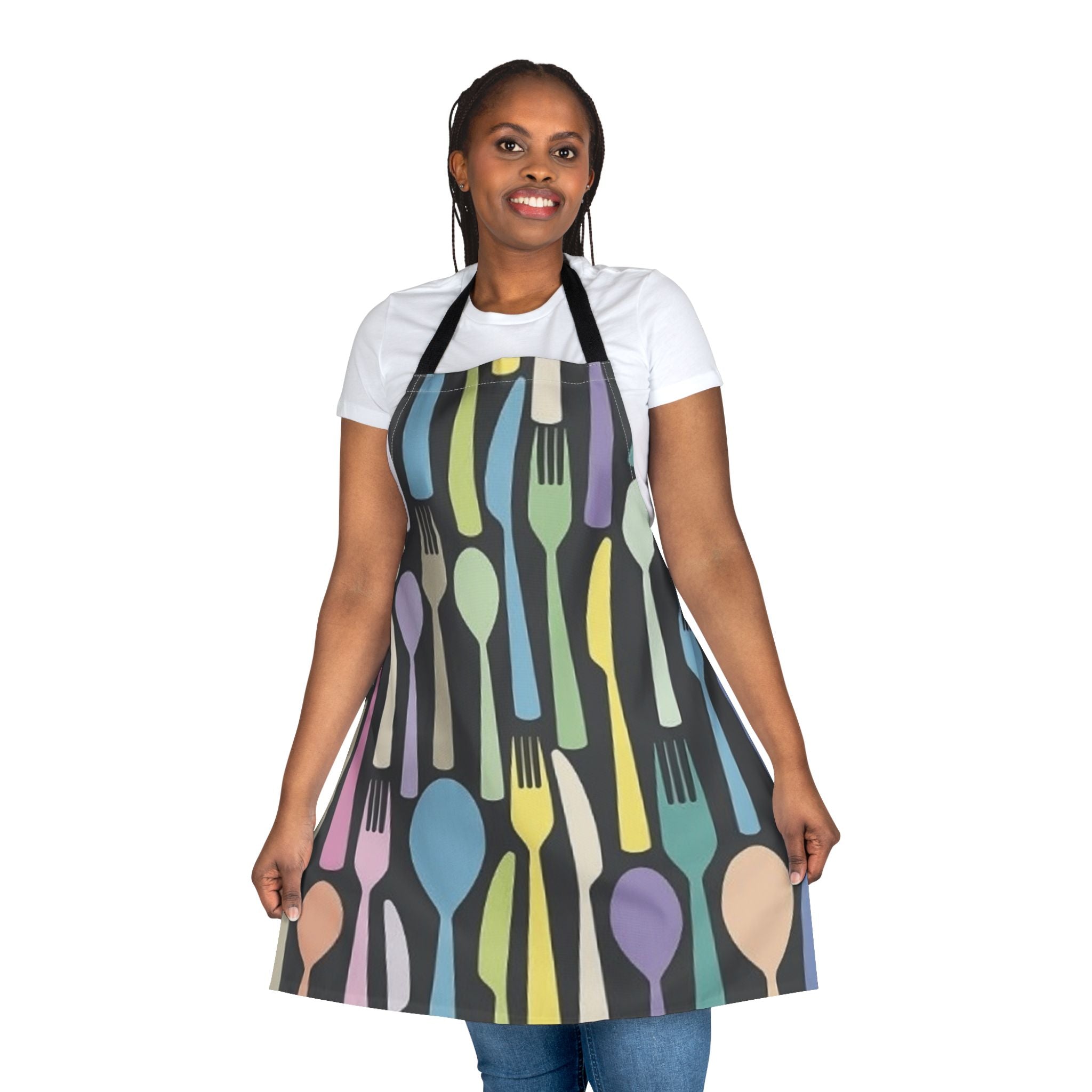 Cutlery Pattern Apron — Colorful Spoon & Fork Kitchen Apron
