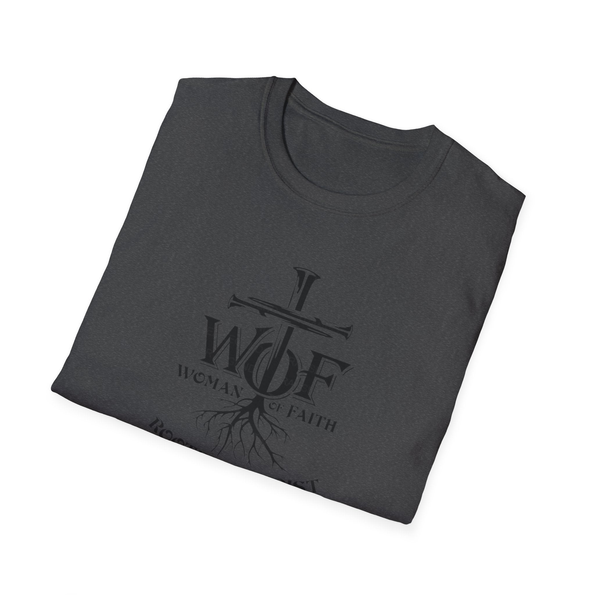 Faith T-Shirt - "WOF Woman of Faith Rooted in Christ" Christian Tee