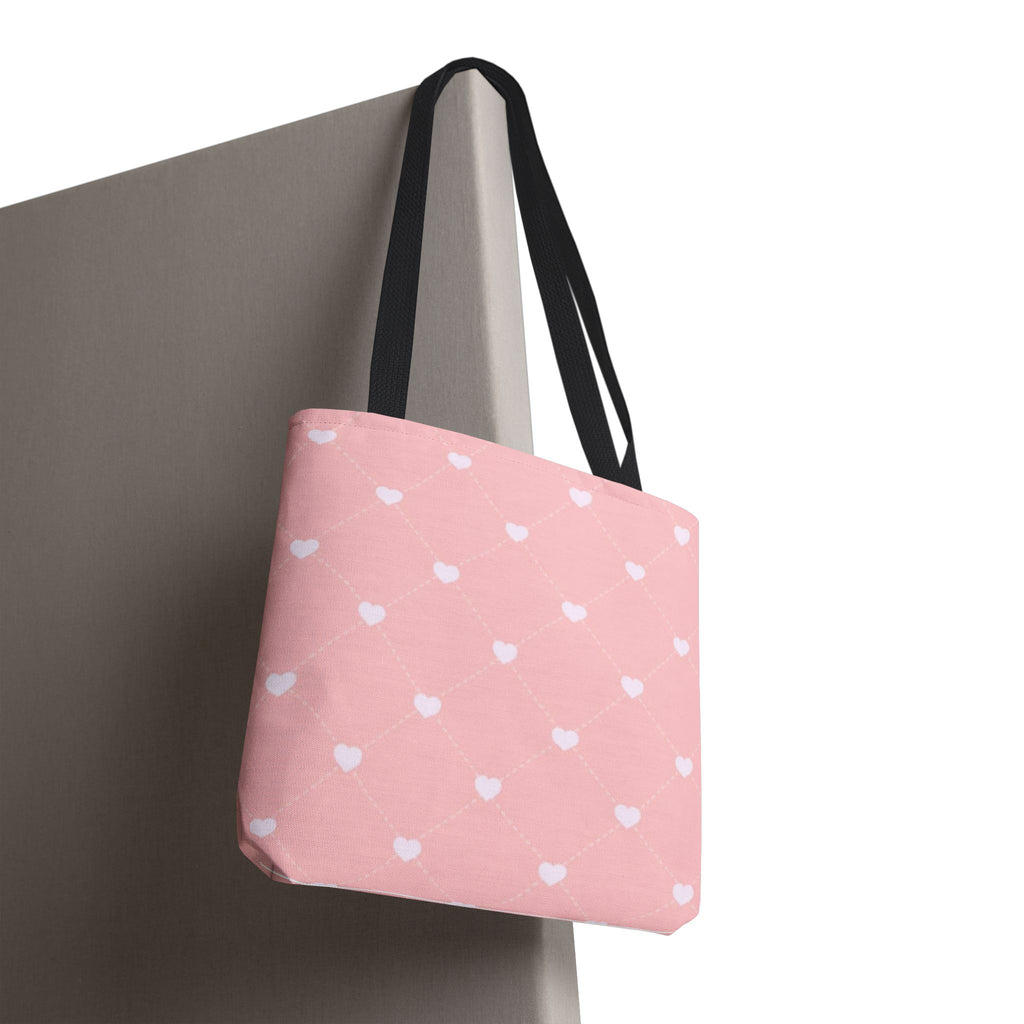 Pink Heart Pattern Tote Bag — Cute Pink AOP Shopper for Everyday Use