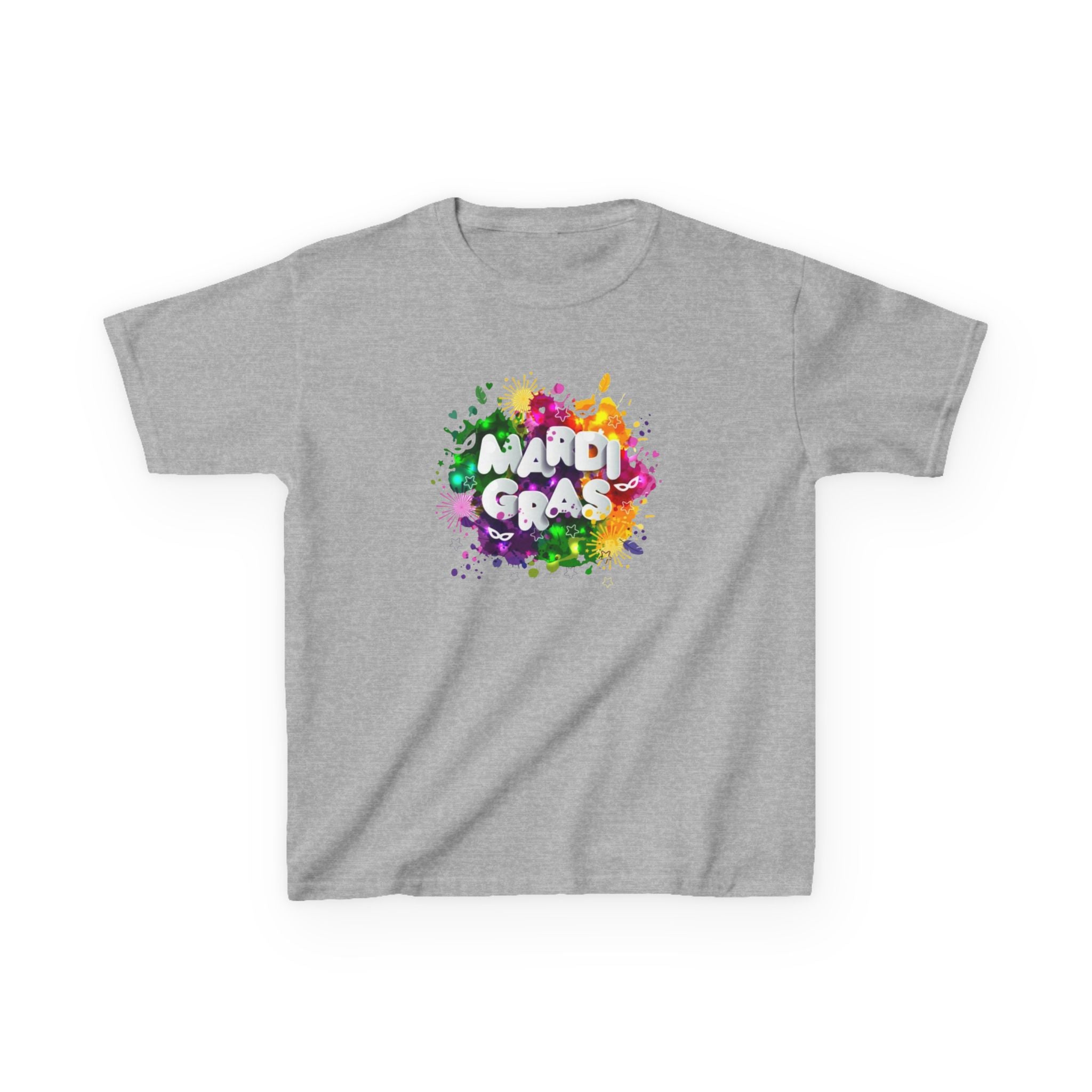 Mardi Gras Kids T‑Shirt — Colorful Paint Splash Design