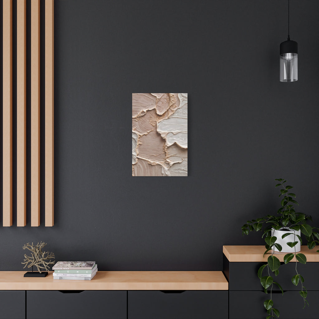 Neutral Textured Abstract Canvas Print — Beige & Cream Wall Art, Matte Stretched 1.25"