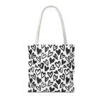 Heart Pattern Tote Bag — Black & White Hand-Drawn Hearts All-Over Print