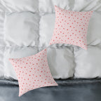 Heart Confetti Square Pillow — Pink Decorative Throw Pillow for Valentine’s Day & Romantic Home Decor