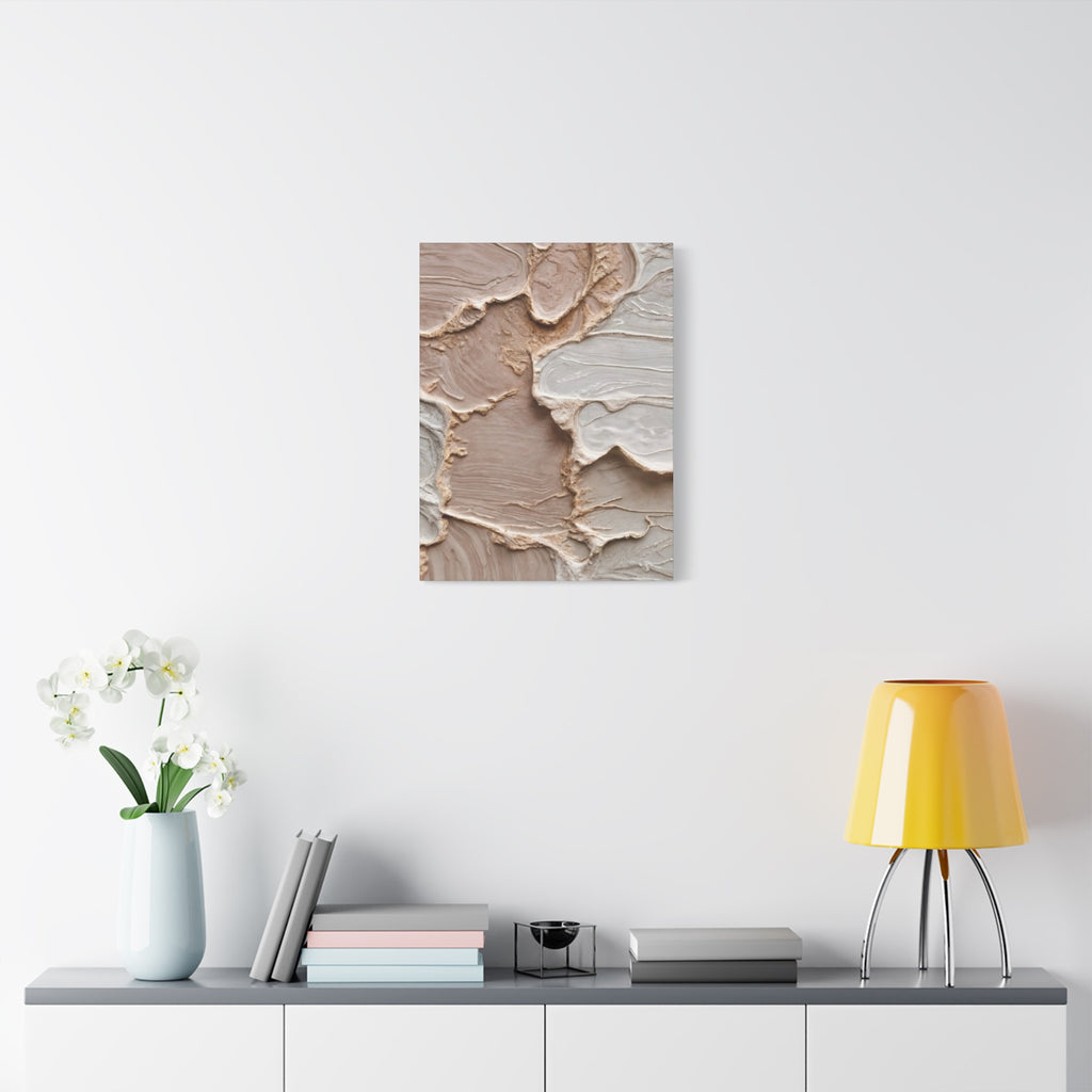 Neutral Textured Abstract Canvas Print — Beige & Cream Wall Art, Matte Stretched 1.25"