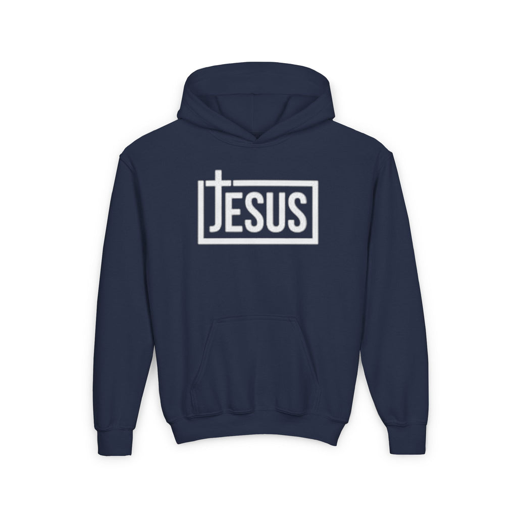 Youth Jesus Hoodie — Christian Faith Pullover with Cross Logo