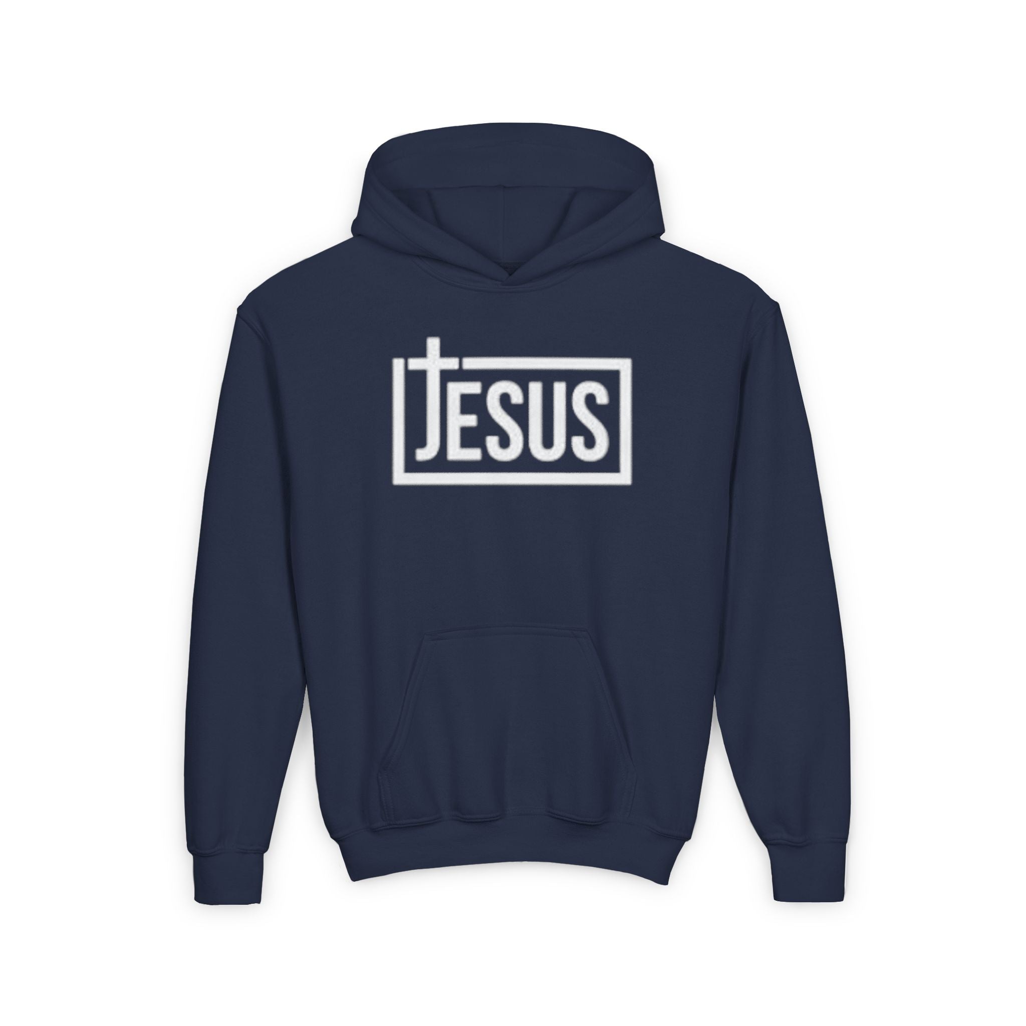 Youth Jesus Hoodie — Christian Faith Pullover with Cross Logo