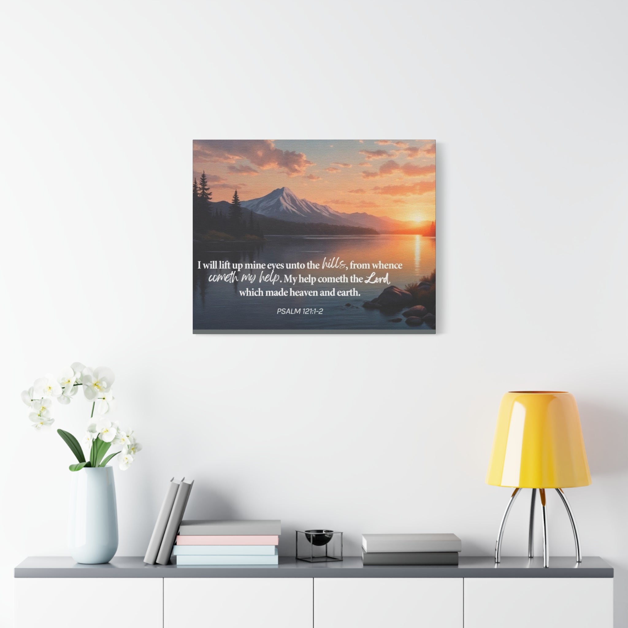 Psalm 121 Canvas Wall Art — "I Will Lift Up Mine Eyes unto the Hills" Inspirational Landscape