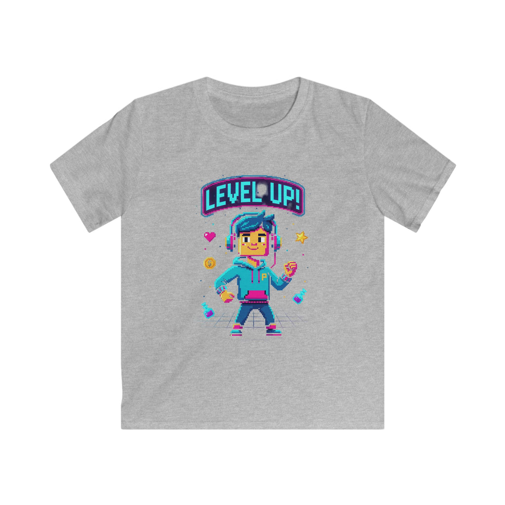 Kids T‑Shirt - "Level Up!" Gamer Pixel Art Birthday Tee