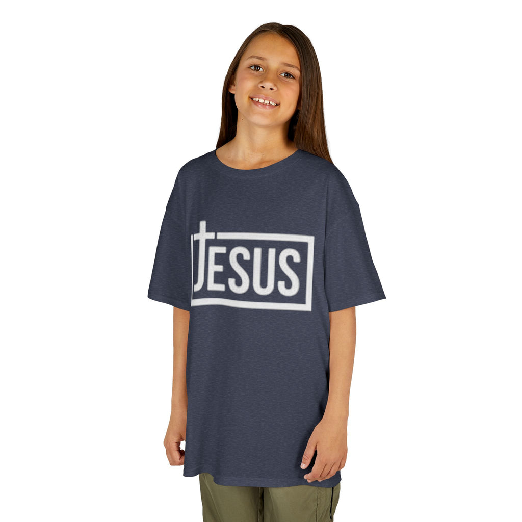 Kids Jesus T‑Shirt — Bold Cross Logo Christian Tee for Boys & Girls