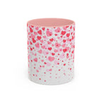 Heart Confetti Accent Coffee Mug — Pink Valentine’s Day Gift (11/15oz)