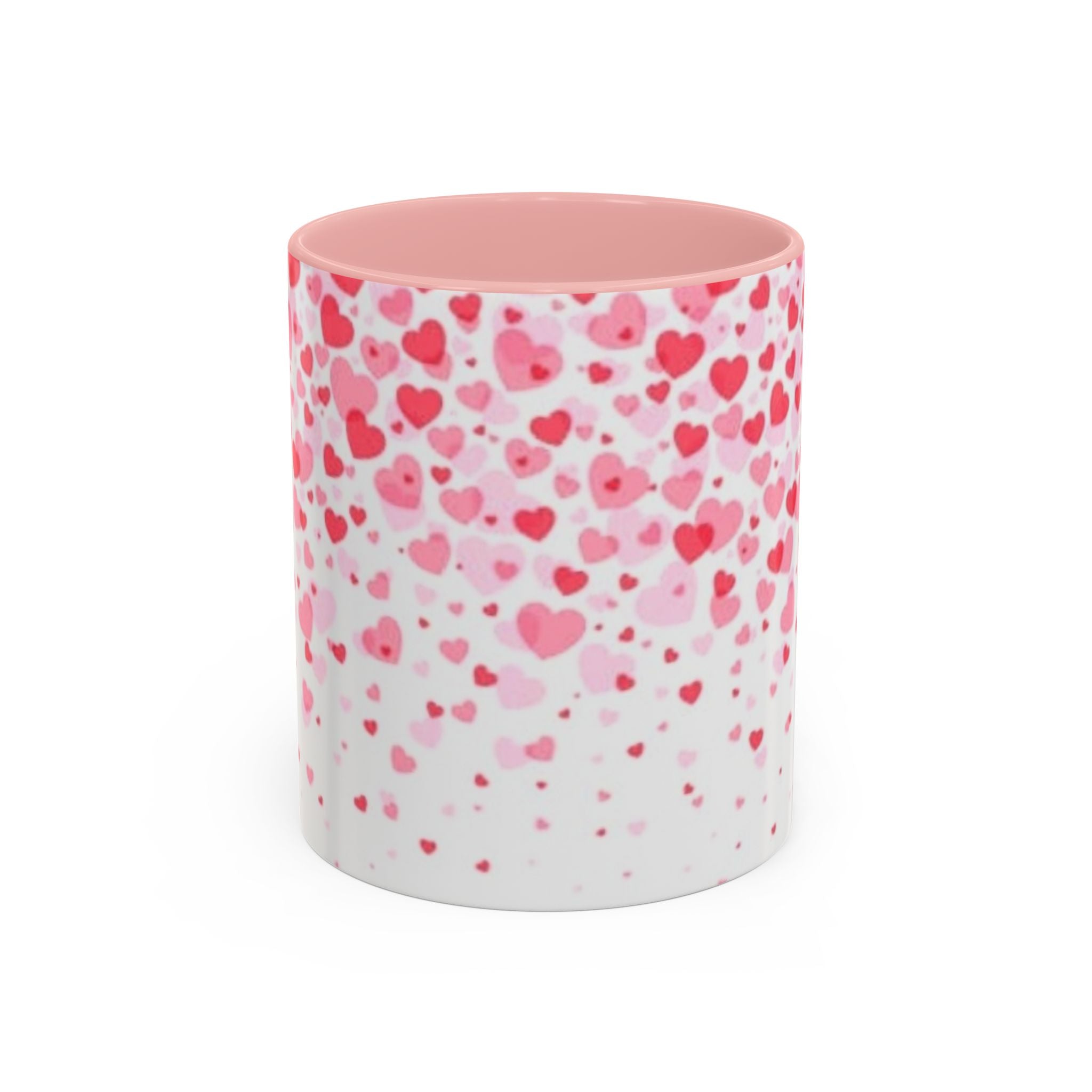 Heart Confetti Accent Coffee Mug — Pink Valentine’s Day Gift (11/15oz)