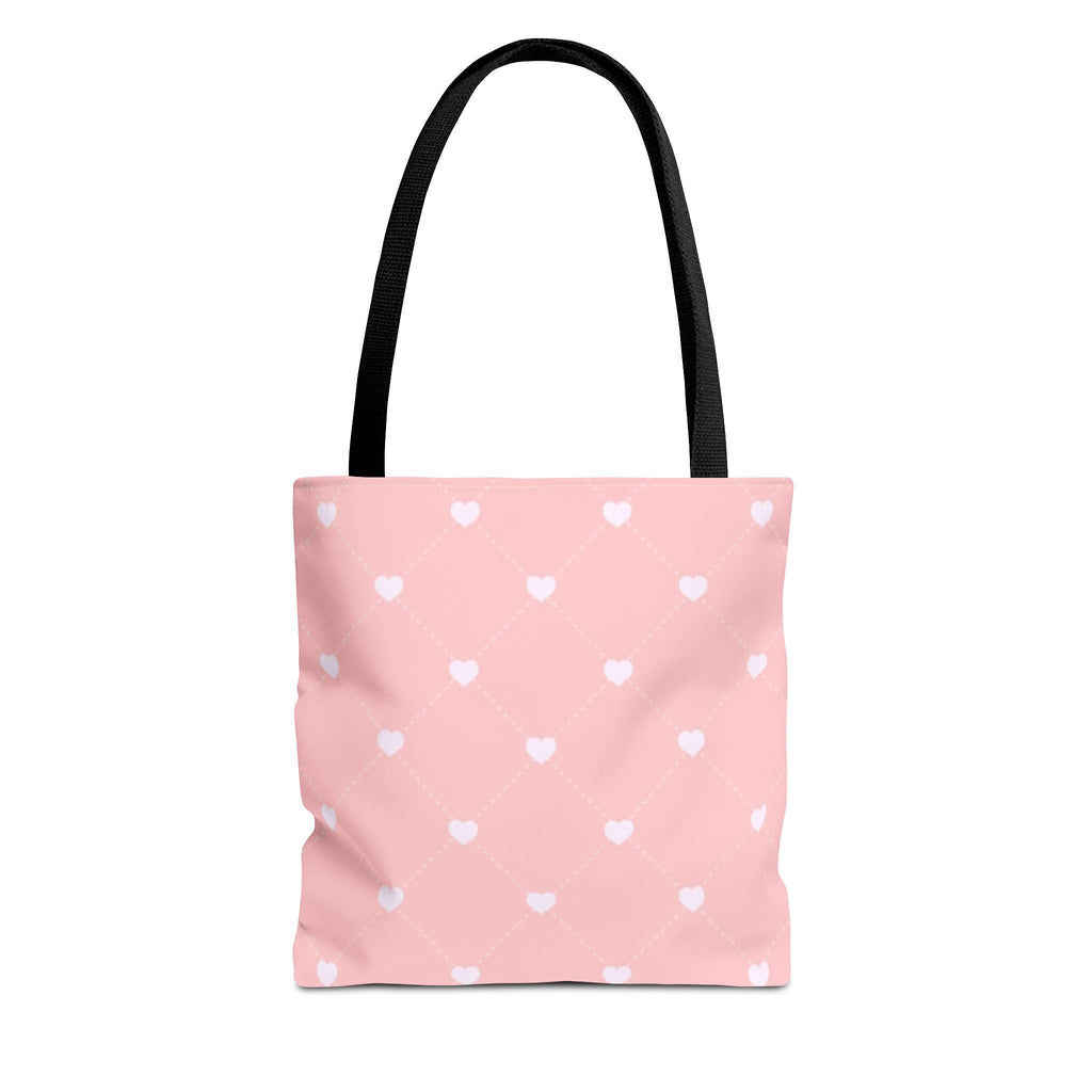 Pink Heart Pattern Tote Bag — Cute Pink AOP Shopper for Everyday Use