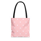 Pink Heart Pattern Tote Bag — Cute Pink AOP Shopper for Everyday Use